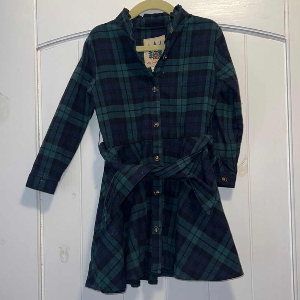 Kiel James Patrick Green and Blue Plaid Kids Dress